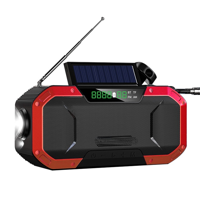 5000mAh Hand Radio Solar Portable Emergency Radio Receiver AM FM Digital Radio Dynamo Use Power Bank Flashlight Bluetooth Speake
