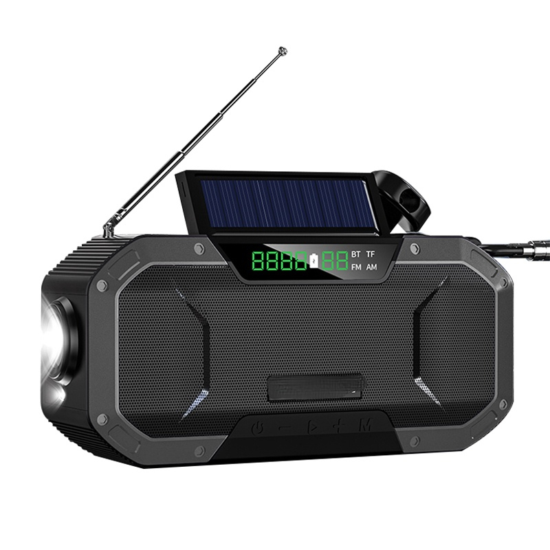 5000mAh Hand Radio Solar Portable Emergency Radio Receiver AM FM Digital Radio Dynamo Use Power Bank Flashlight Bluetooth Speake