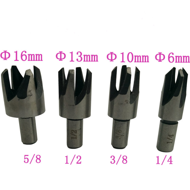 8pc Wood Plug Cutter Cutting Tool Drill Bit Set Straight And Tapered Taper 5/8" 1/2" 3/8" 1/4" Woodworking Cork Drill Bit Knife