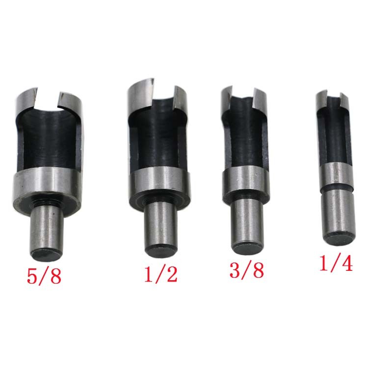 8pc Wood Plug Cutter Cutting Tool Drill Bit Set Straight And Tapered Taper 5/8" 1/2" 3/8" 1/4" Woodworking Cork Drill Bit Knife