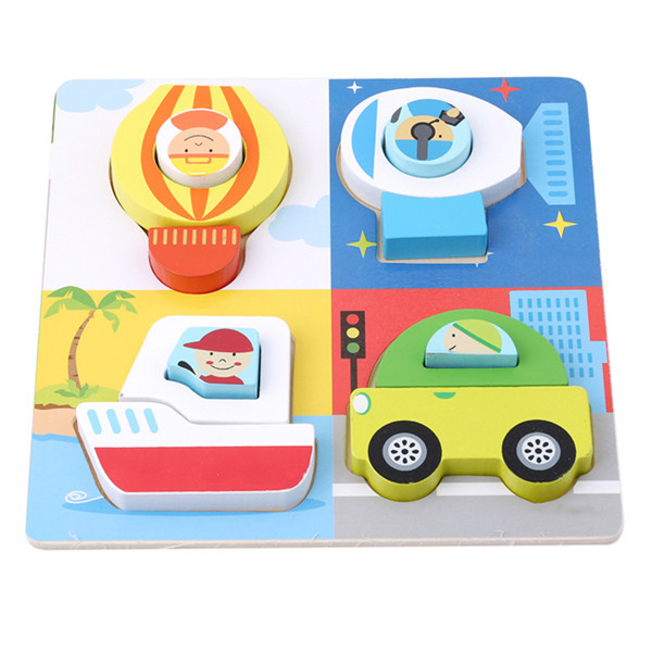 6 Types Baby Hand Grasp Wooden Puzzle Toy Kid Early Educational Toys Child Cartoon Wood Jigsaw Puzzle Toys