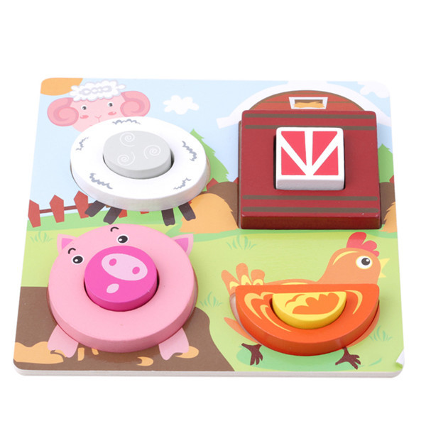 6 Types Baby Hand Grasp Wooden Puzzle Toy Kid Early Educational Toys Child Cartoon Wood Jigsaw Puzzle Toys