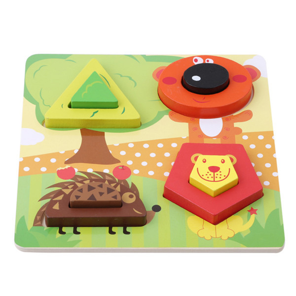 6 Types Baby Hand Grasp Wooden Puzzle Toy Kid Early Educational Toys Child Cartoon Wood Jigsaw Puzzle Toys