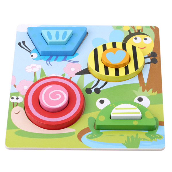 6 Types Baby Hand Grasp Wooden Puzzle Toy Kid Early Educational Toys Child Cartoon Wood Jigsaw Puzzle Toys