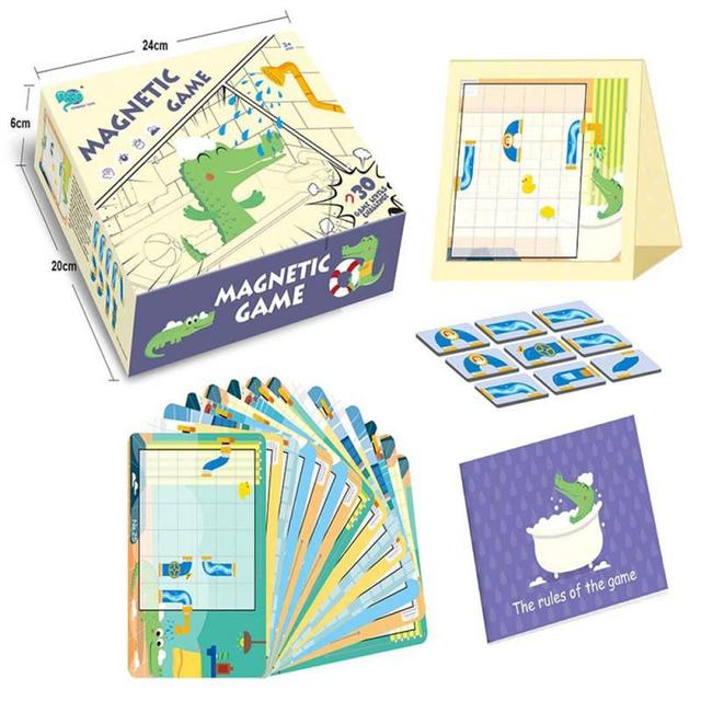 Connect The Pipes Puzzle Deluxe Wooden Logical Thinking Brain Board Game Featuring 30 Playful Challenges Training Thinking Toy