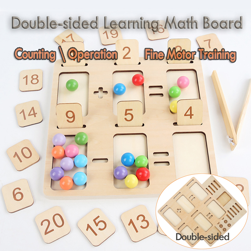 Kids Learning Math Toy Education Game Montessori Wooden Counting Board Beads Tray Number Calculation Toy Preschool Teaching Aids