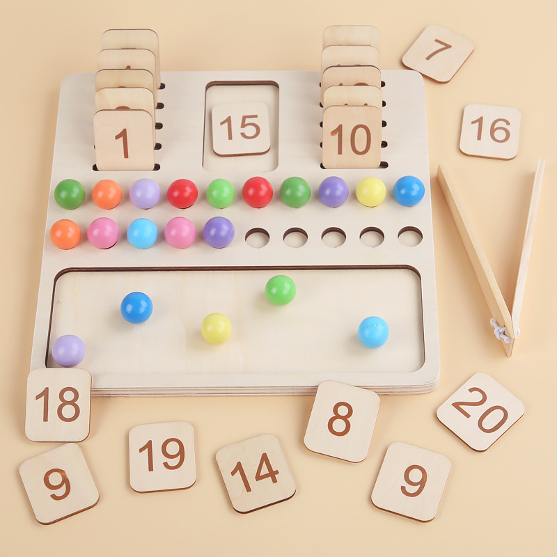 Kids Learning Math Toy Education Game Montessori Wooden Counting Board Beads Tray Number Calculation Toy Preschool Teaching Aids