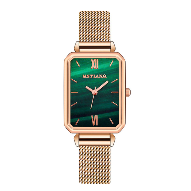 Watch Women Elegant Simple Rectangle Green Ladies Quartz Clock Women's watches Fashion Casual Retro Wristwatches