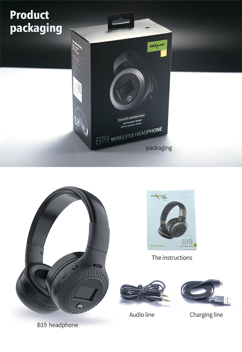 Wireless Headphones with fm Radio Bluetooth Headset Stereo Earphone with Microphone