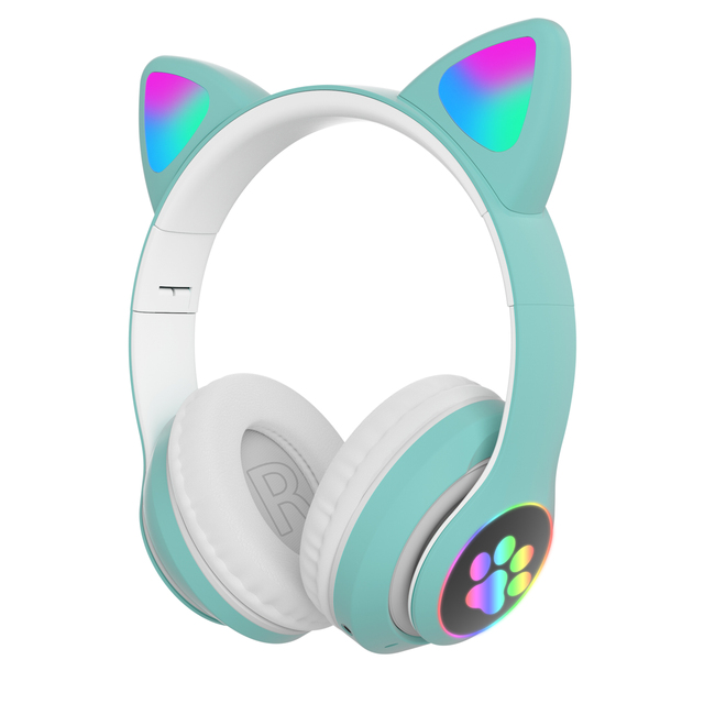 Flash Light Cute Cat Ears Wireless Headphones with Mic Can control LED Kid Girls Stereo Phone Music Bluetooth Headset