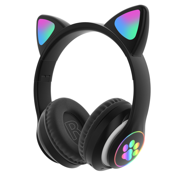 Flash Light Cute Cat Ears Wireless Headphones with Mic Can control LED Kid Girls Stereo Phone Music Bluetooth Headset