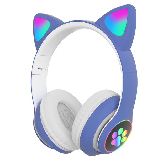 Flash Light Cute Cat Ears Wireless Headphones with Mic Can control LED Kid Girls Stereo Phone Music Bluetooth Headset