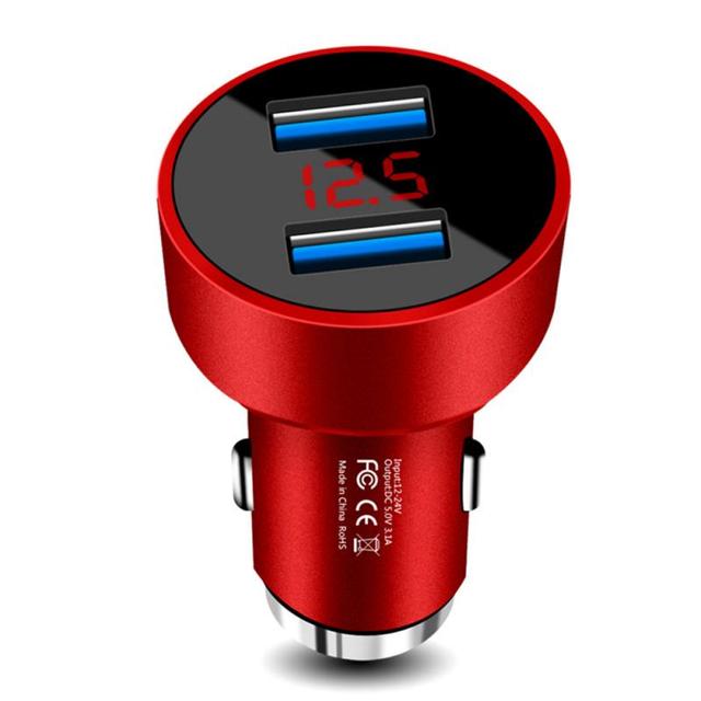 Dual USB Car Charger 3.1A With LED Display Universal Mobile Phone Car-Charger for Xiaomi Samsung S8 iPhone 6s 7 8 Plus 11 Table