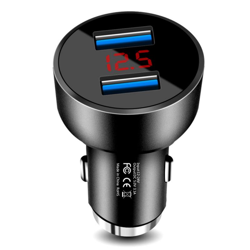 Dual USB Car Charger 3.1A With LED Display Universal Mobile Phone Car-Charger for Xiaomi Samsung S8 iPhone 6s 7 8 Plus 11 Table
