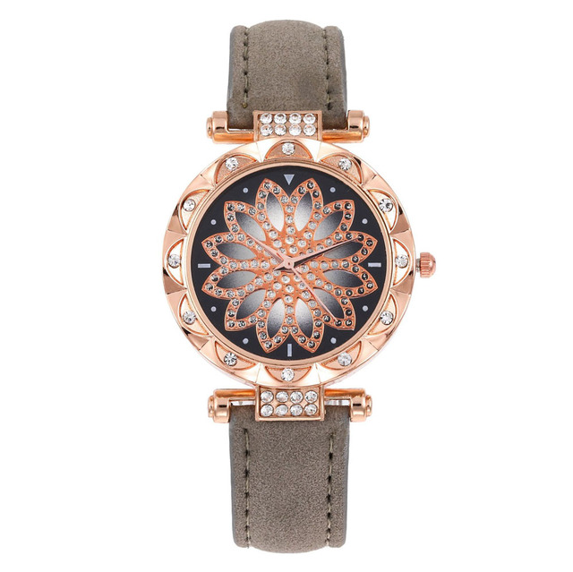 Women Starry Sky Watch Luxury Rose Gold Diamond Watches Ladies Casual Leather Band Quartz Wristwatch Female Clock