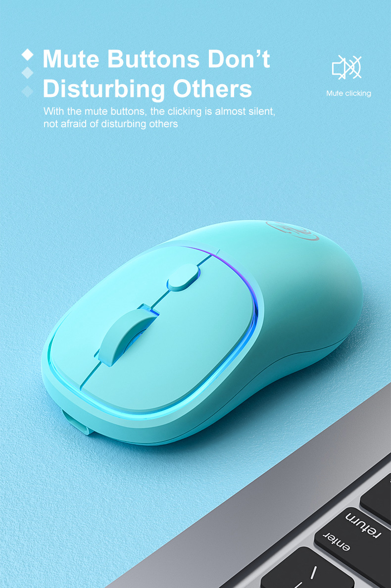 Rechargeable Wireless Mouse Silent Computer LED Mini 1600 DPI Ergonomic Gaming Mause Optical USB For Laptop PC