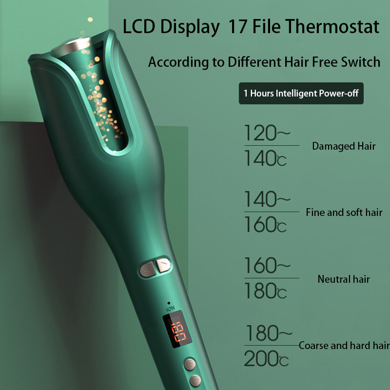 Automatic Hair Curler LCD Digital Display Women Hair Curling Iron One Step Wave Rotating Tool Ceramic Heating Anti-Scalding