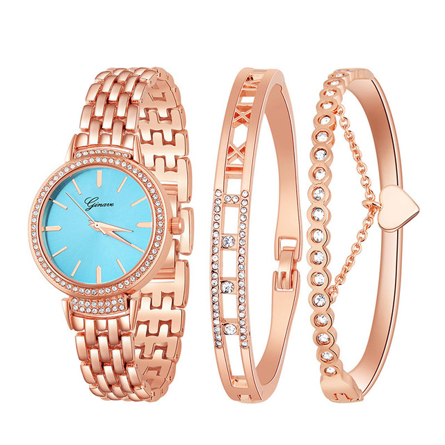 Hot Selling Women's Diamond Watches, Quartz Watches, Watches, Bracelets, Bracelets Three-piece Set
