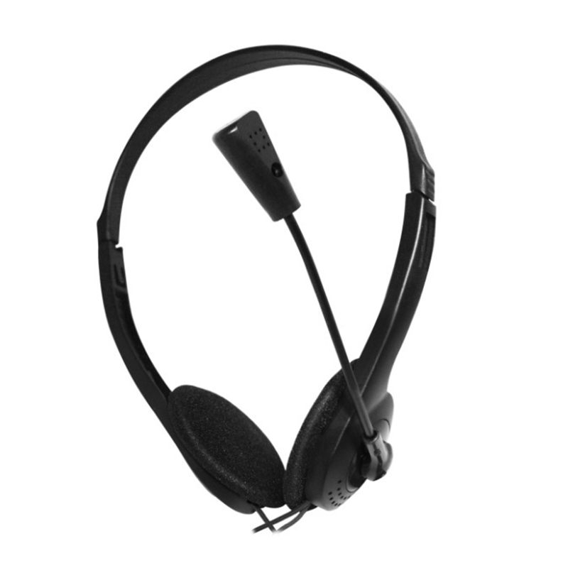 Black 3.5mm Microphone Adjustable Headband Wired Stereo Headset