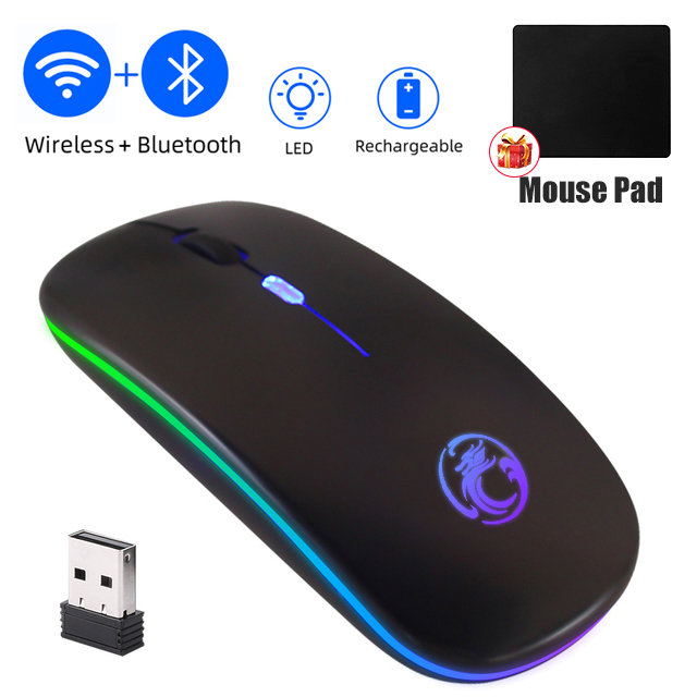 RGB Light Bluetooth Wireless Mouse Silent Rechargeable For Android PC Computer Macbook iPad Backlit Mice Laptop Accessories