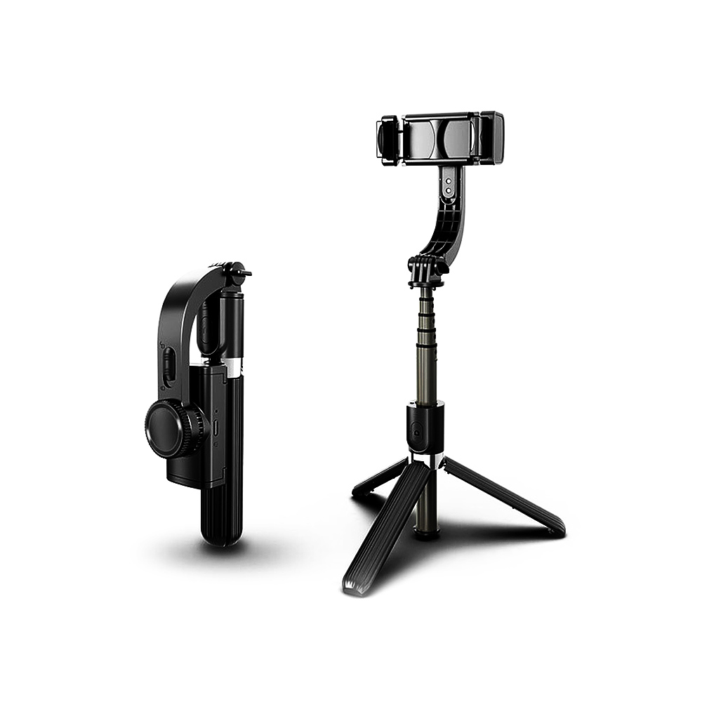 Wireless Aluminum L08 Gimbal Stabilizer Selfie Stick Tripod Alloy Foldable Selfie Stick Tripod for Smartphone Black mobile phone holder