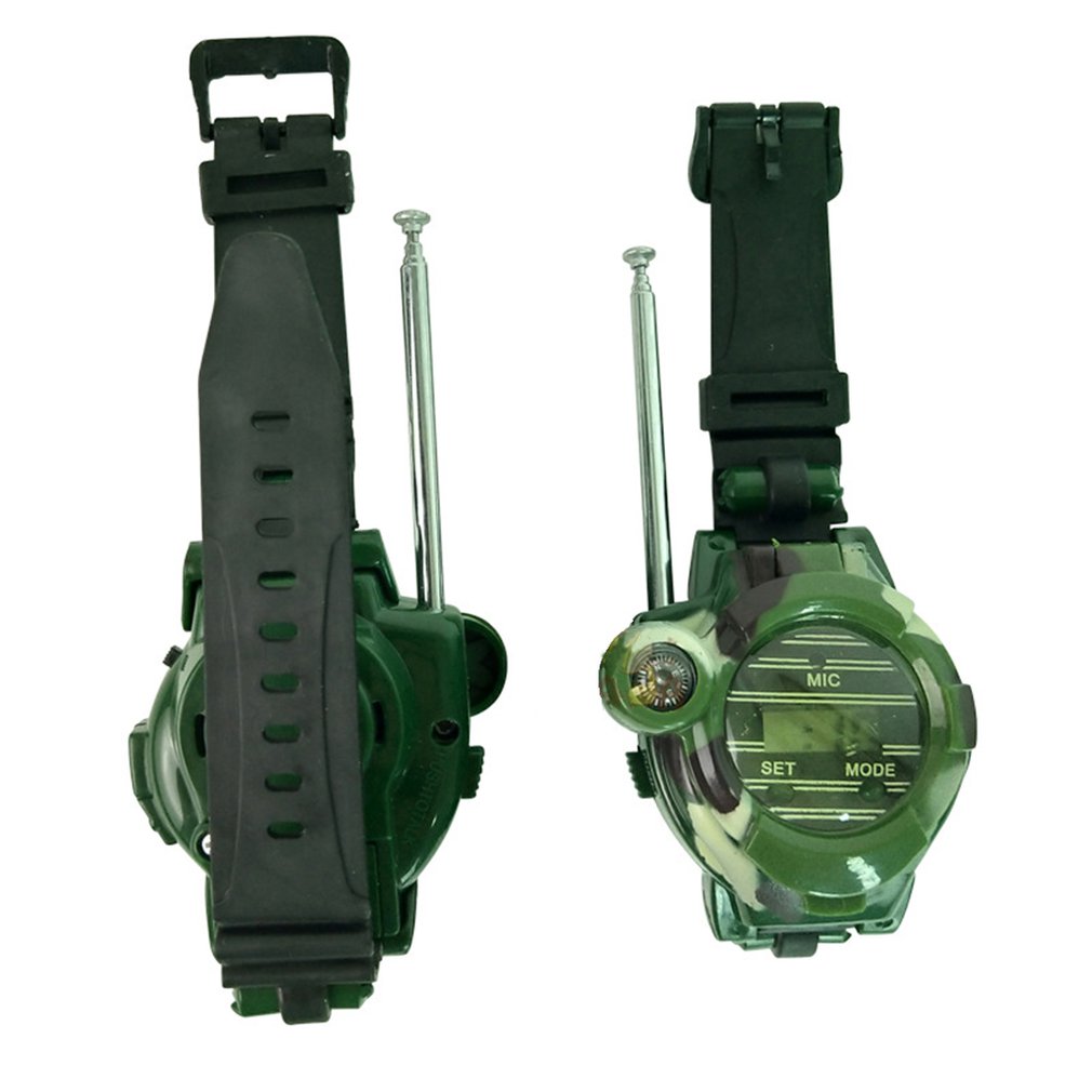 2Pcs Walkie Talkies Military Watches Toy for Kids 7 In 1 Camouflage 2 Way Radios Mini Walky Talky Interphone Clock Gifts for Boy