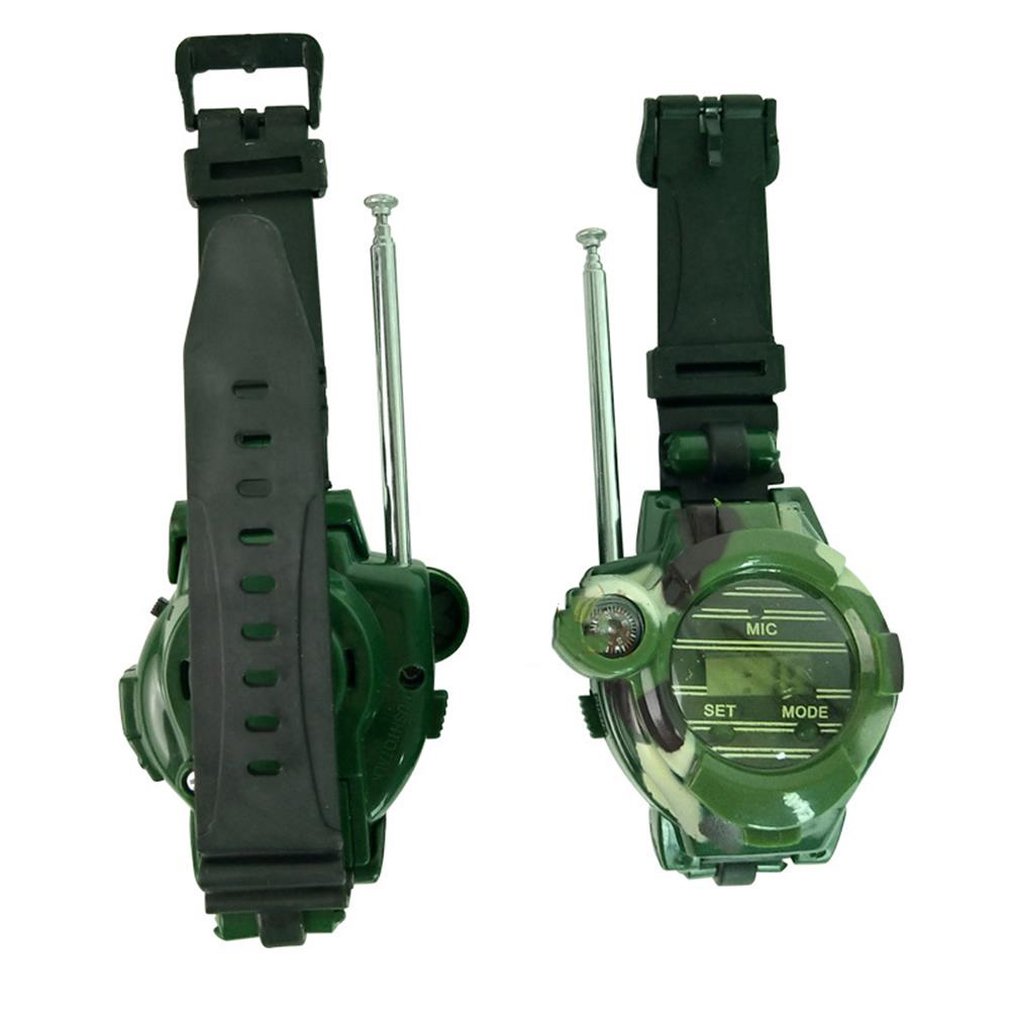 2Pcs Walkie Talkies Military Watches Toy for Kids 7 In 1 Camouflage 2 Way Radios Mini Walky Talky Interphone Clock Gifts for Boy