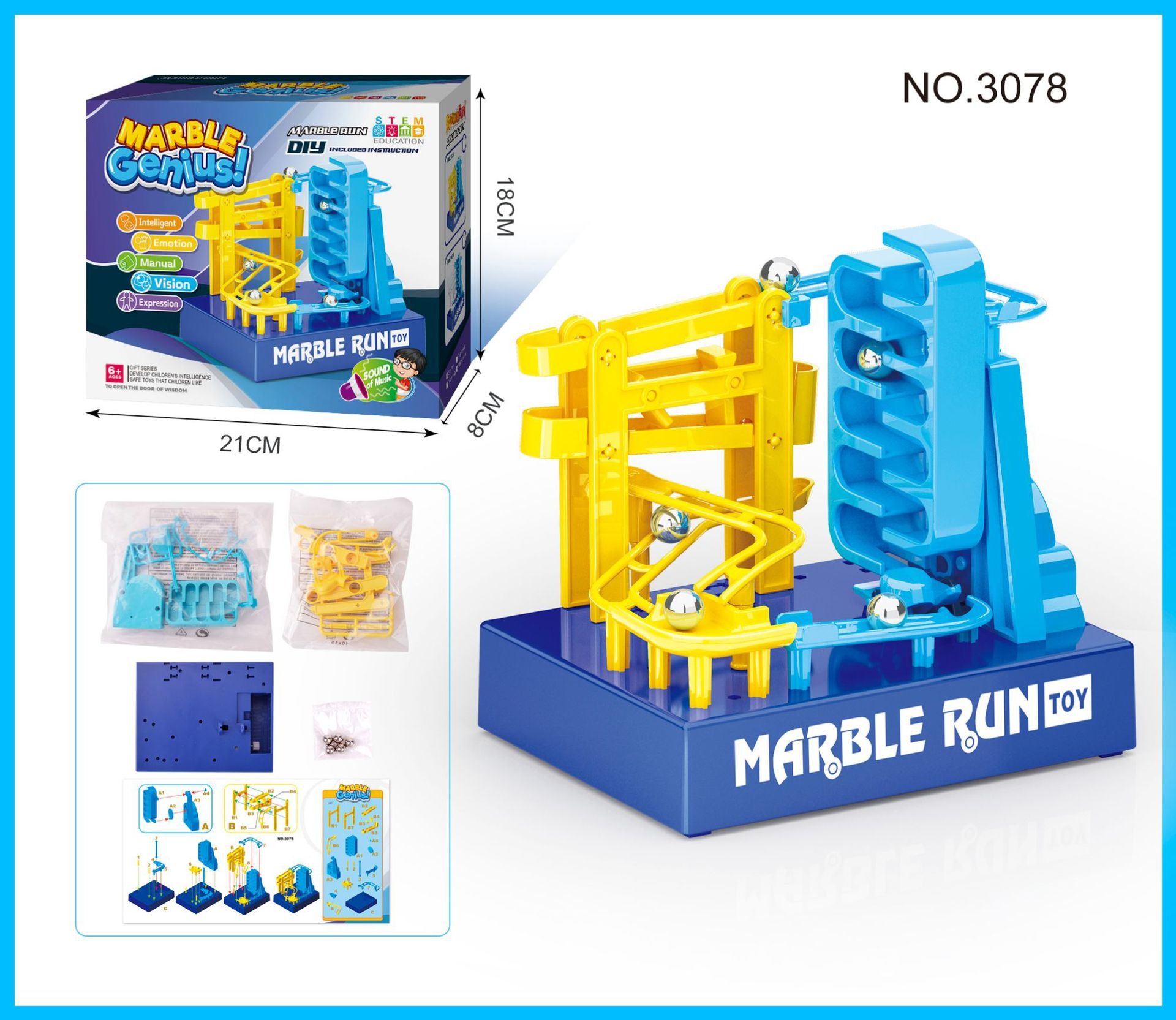 Marble Race Run Steam Education Building Blocks Funnel Slide Blocks DIY Big Bricks Constructor Toys Music Electric