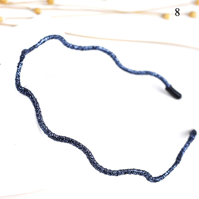 Wavy Shiny Head Hoop Women Chic Thin Glitter Headband Metal Hair Hoop Elastic Stretch Hairband Turban Girls Hair Accessories