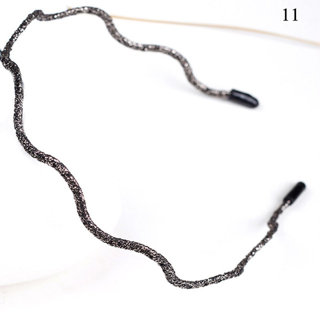 Wavy Shiny Head Hoop Women Chic Thin Glitter Headband Metal Hair Hoop Elastic Stretch Hairband Turban Girls Hair Accessories