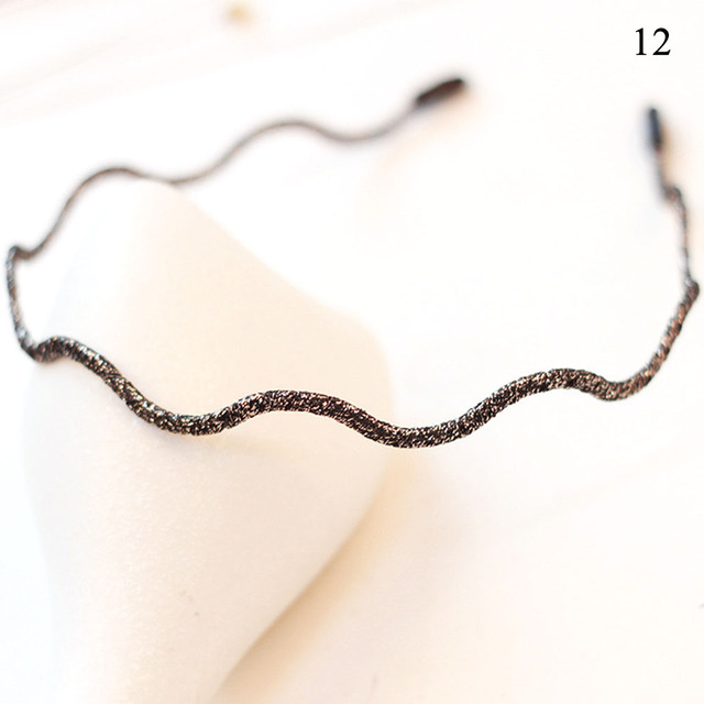 Wavy Shiny Head Hoop Women Chic Thin Glitter Headband Metal Hair Hoop Elastic Stretch Hairband Turban Girls Hair Accessories