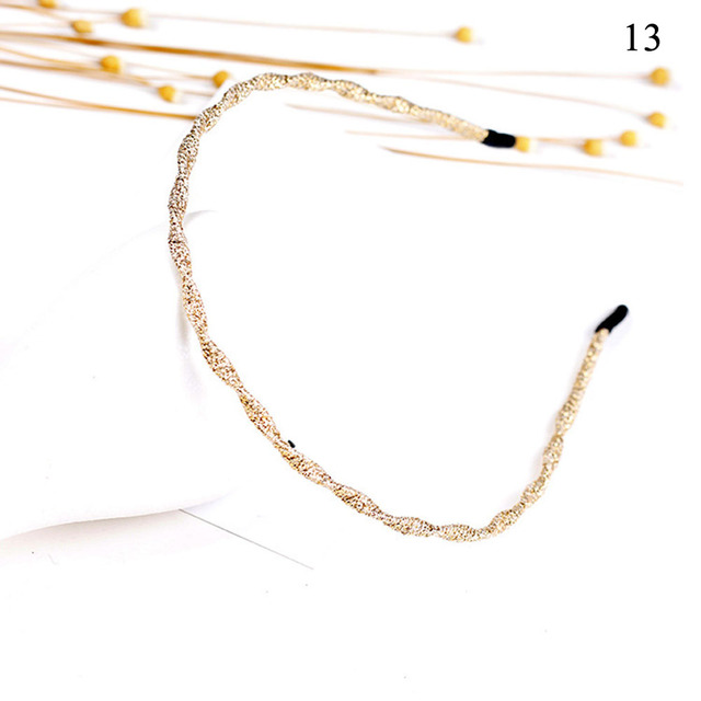 Wavy Shiny Head Hoop Women Chic Thin Glitter Headband Metal Hair Hoop Elastic Stretch Hairband Turban Girls Hair Accessories
