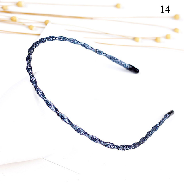 Wavy Shiny Head Hoop Women Chic Thin Glitter Headband Metal Hair Hoop Elastic Stretch Hairband Turban Girls Hair Accessories