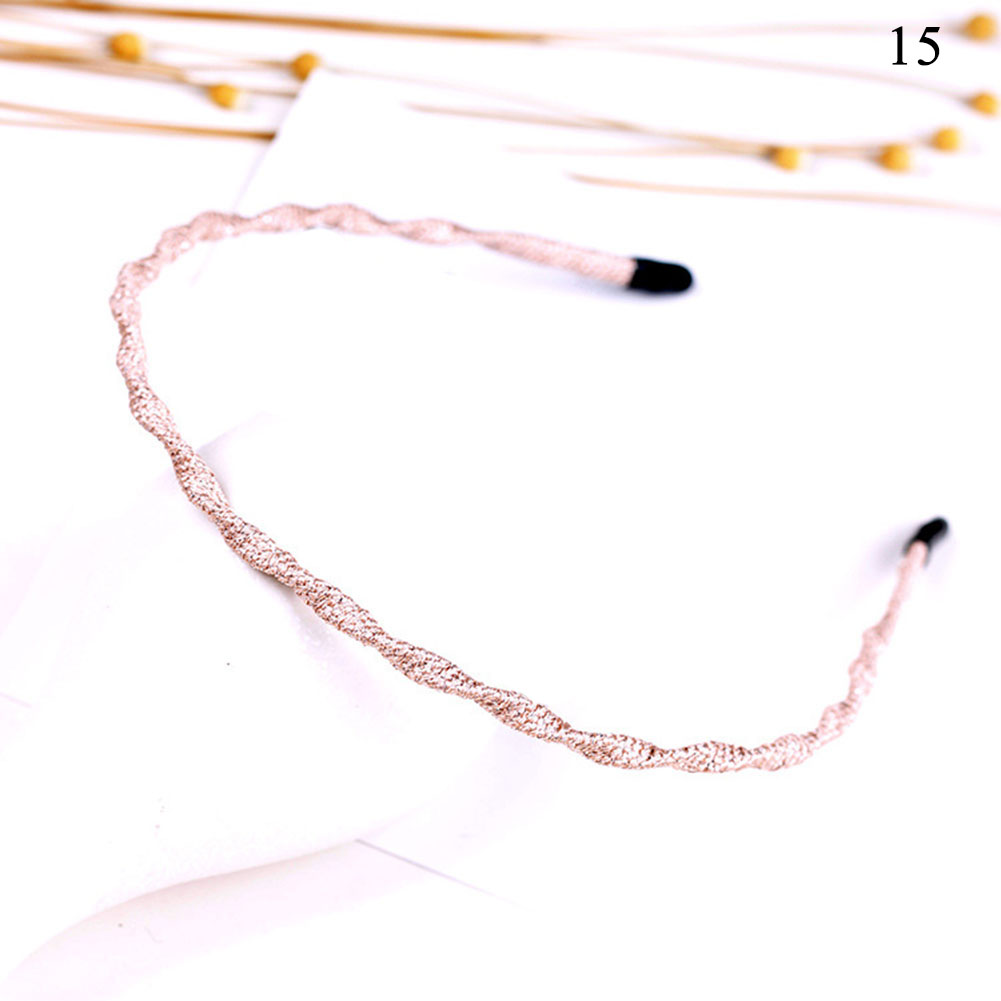 Wavy Shiny Head Hoop Women Chic Thin Glitter Headband Metal Hair Hoop Elastic Stretch Hairband Turban Girls Hair Accessories