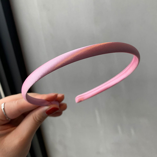 Satin Covered Head Hoop Non-Slip Hair Hoop Women Thin Hairbands Girl Diy Headband Candy Color Headdress Headwear Hair Accessory