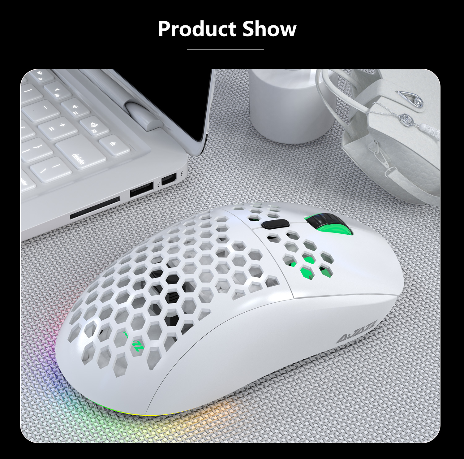 2.4G Wirless Gaming Mouse 10000DPI PMW3325 Sensor Dual Mode Mouse Rechargeable Honeycomb Portable Mice for Laptop