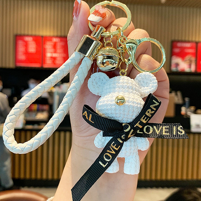 Cute Cartoon Keychain Charm Popobe Bear Resin Pendant For Women Bag Car KeyRing Mobile Phone Fine Jewelry Accessories Girl Gift