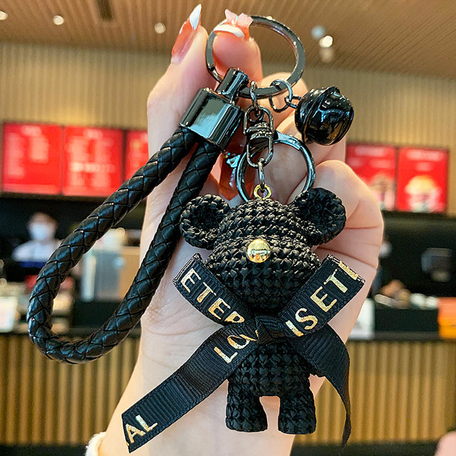 Cute Cartoon Keychain Charm Popobe Bear Resin Pendant For Women Bag Car KeyRing Mobile Phone Fine Jewelry Accessories Girl Gift
