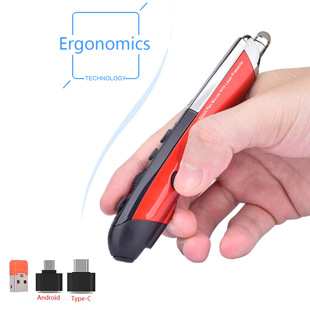 Wireless Mouse Pen Handwriting Laser Pen Mouse Personality 2.4G mouse For laptop PC Type-c Android
