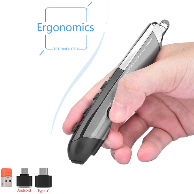 Wireless Mouse Pen Handwriting Laser Pen Mouse Personality 2.4G mouse For laptop PC Type-c Android