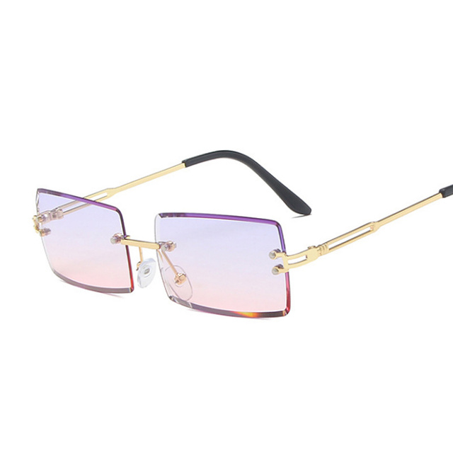 Rimless Square Sunglasses Men Brand Designer Rectangle Gradient Sun Glasses Metal Cutting Lens Male Shades Oculos De Sol