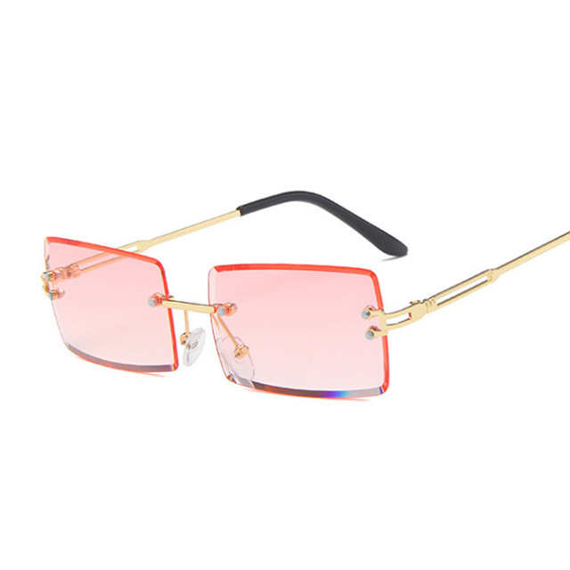 Rimless Square Sunglasses Men Brand Designer Rectangle Gradient Sun Glasses Metal Cutting Lens Male Shades Oculos De Sol