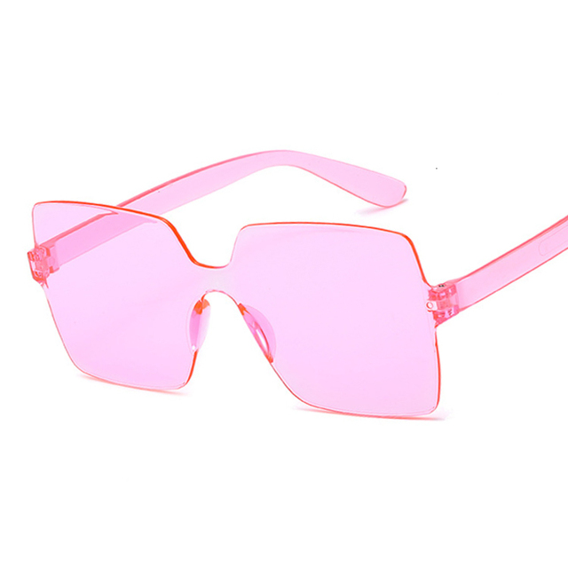 Fashion Rimless Square Sunglasses Women Brand New Shades Sun Glasses Female Pink Oculos De Sol Feminino