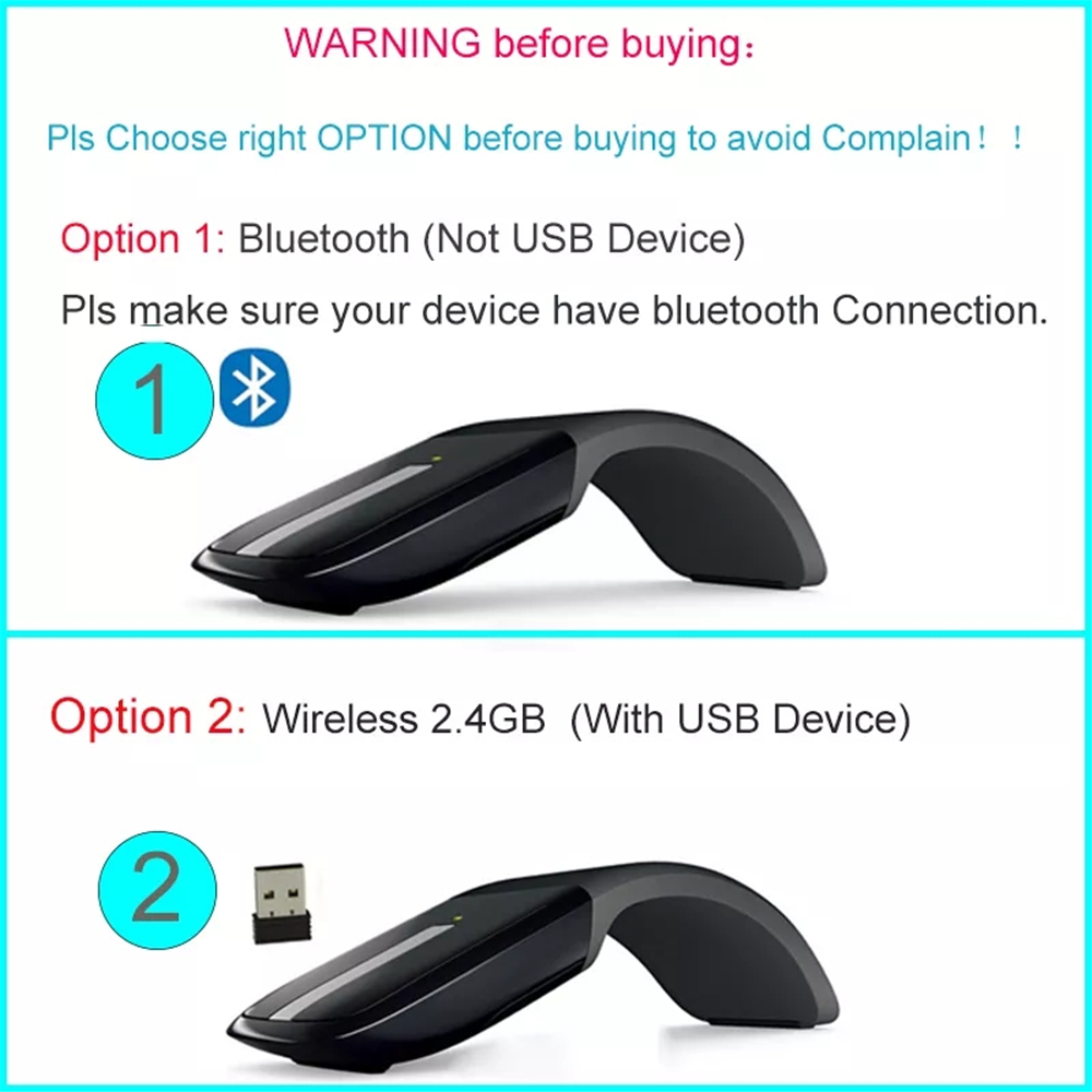 Bluetooth-compatibility Wireless Mouse 2.4G Ultra-thin Optical Mouse for Microsoft Arc Touch 2.0 Portable Folding Wireless Mouse