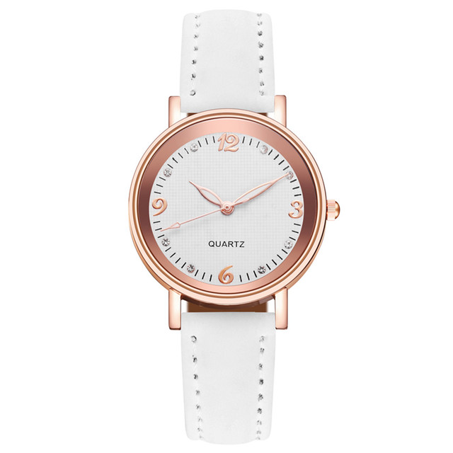 Casual Women Watches Leather Strap Line Analog Quartz Ladies Wrist Watches Fashion Watch Simplicity Round Elegant Clock