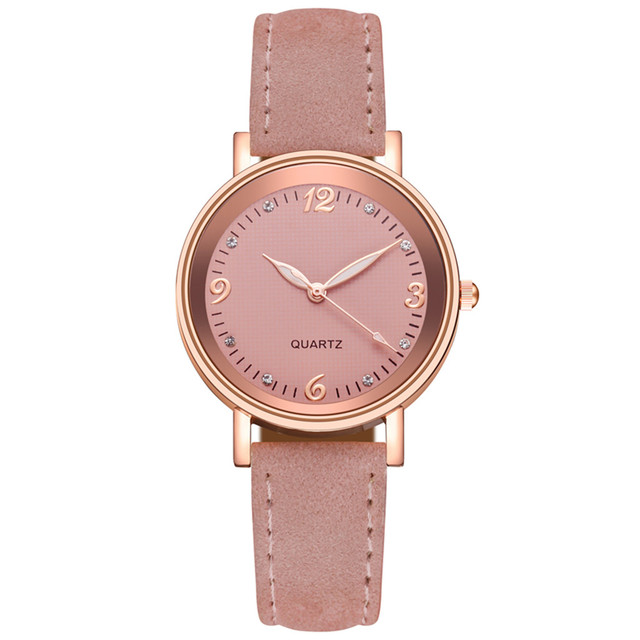 Casual Women Watches Leather Strap Line Analog Quartz Ladies Wrist Watches Fashion Watch Simplicity Round Elegant Clock