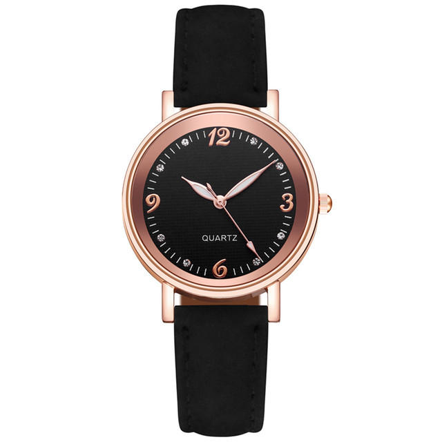 Casual Women Watches Leather Strap Line Analog Quartz Ladies Wrist Watches Fashion Watch Simplicity Round Elegant Clock