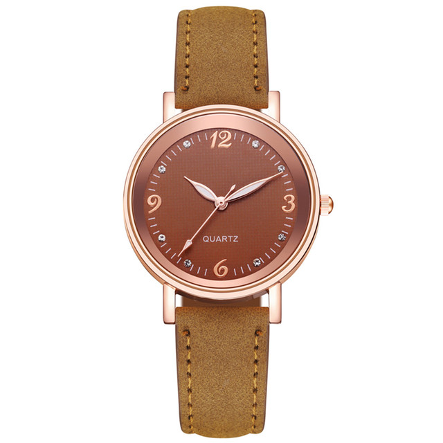 Casual Women Watches Leather Strap Line Analog Quartz Ladies Wrist Watches Fashion Watch Simplicity Round Elegant Clock