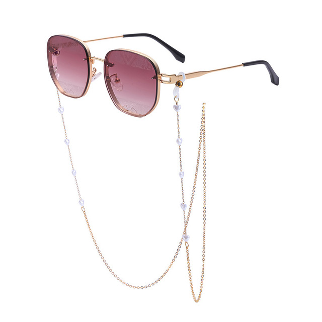 Fashion Square Sunglasses Women Mental Glasses Retro Sunglass Female Luxury Designer Eyewear UV400 Sun Glass Shades with Chain