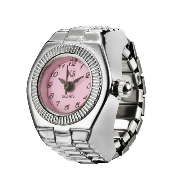 Ladies Small Dial Quartz Analog Watch Casual Creative Steel Cool Elastic Women Finger Ring Watch Cool Elastic ring